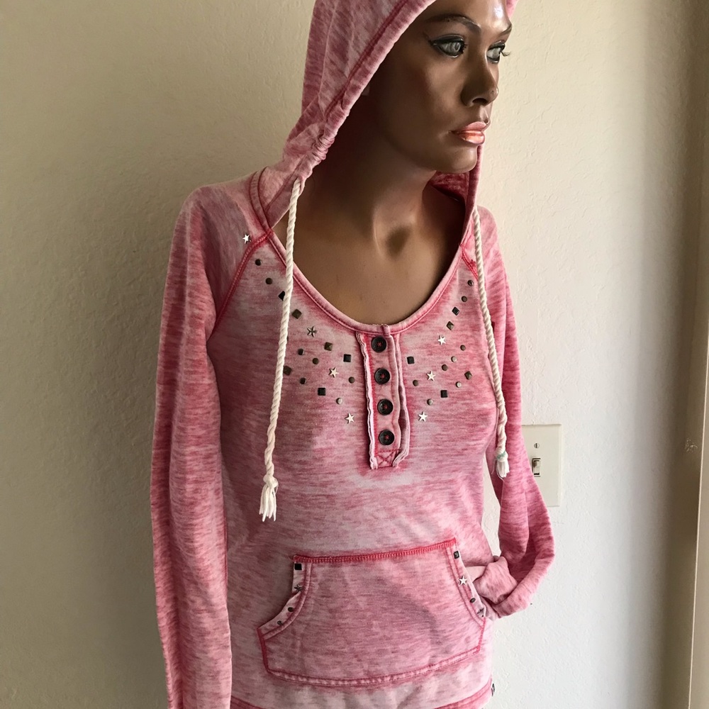 Vintage Y2K ROXY Studded SURFER Girl HOODIE TOP XS